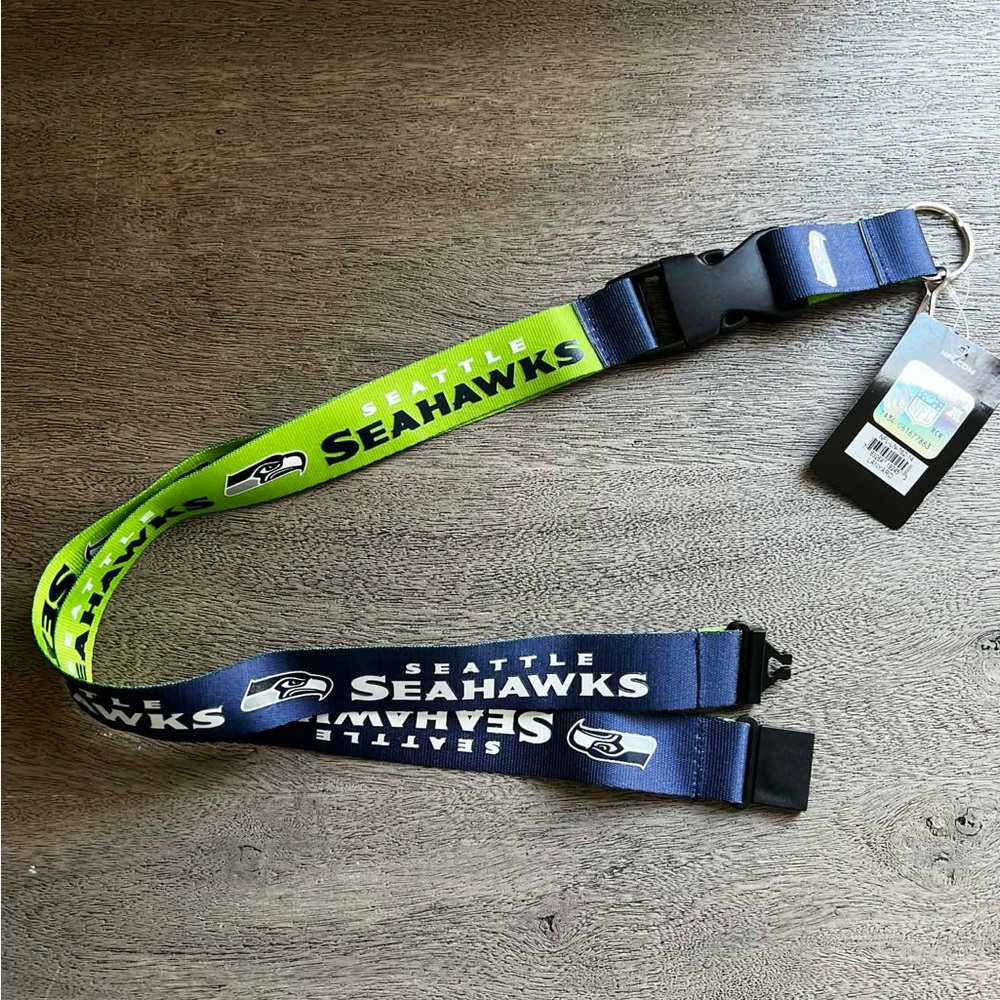NFL Seattle Seahawks Navy Blue and Green Lanyard